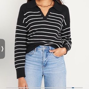 Old Navy Striped Oversized Polo Sweater